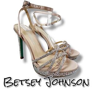 Blue By Betsey Johnson Sb-adde Jeweled Strappy Heeled Sandals Womens Size 6.5M
